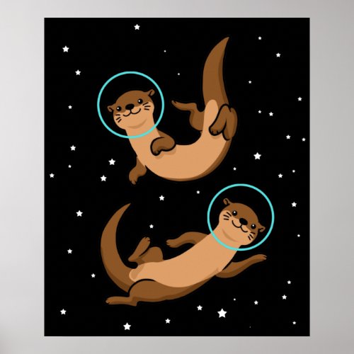 Otter Astronaut Gift Kids Otter Gift Space Otter Poster