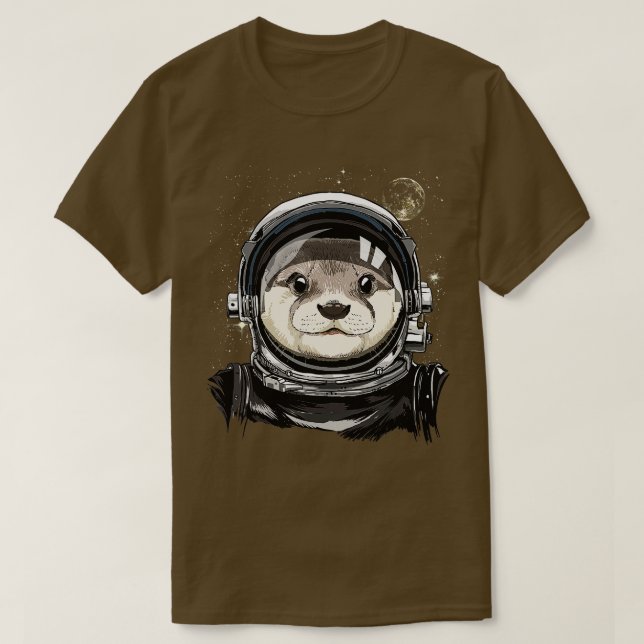 Otter Astronaut Space Exploration Astronomy Lover  T-Shirt (Design Front)