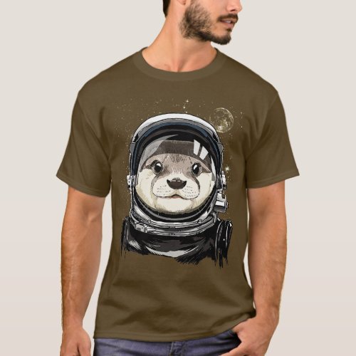 Otter Astronaut Space Exploration Astronomy Lover  T_Shirt