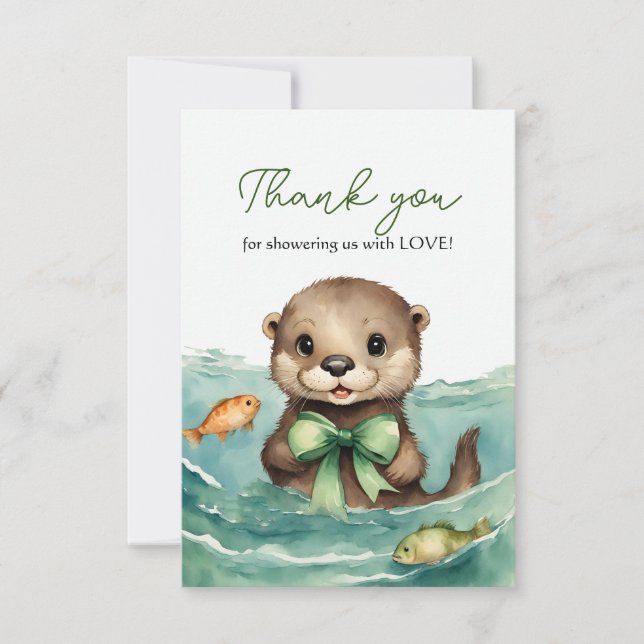 Otter Baby Gender Neutral Baby Shower Thank You Card (Front)