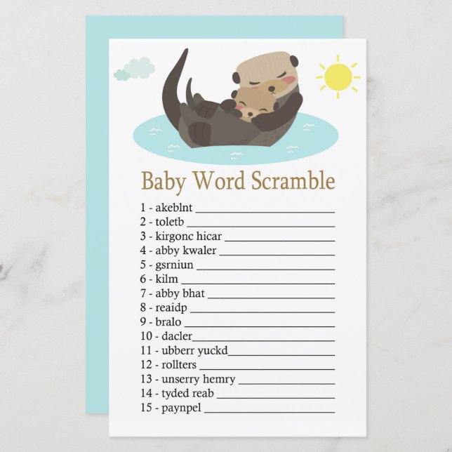 Otter Baby word scramble game (Front/Back)