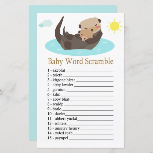 Otter Baby word scramble game