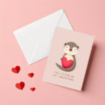 Otter be my valentine Punny Cute Kids Valentine's  Holiday Card