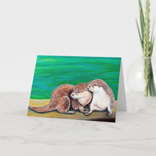Otter Best Friends Painting Card