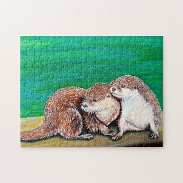 Otter Best Friends Painting Jigsaw Puzzle (Horizontal)