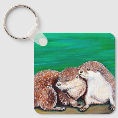 Otter Best Friends Painting Keychain