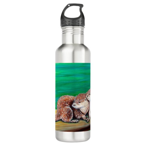 Otter Best Friends Painting Stainless Steel Water Bottle