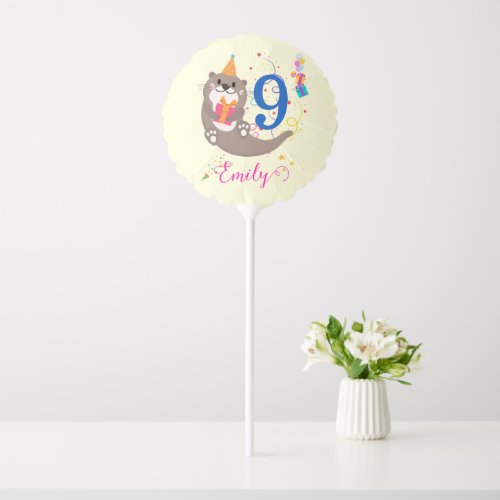 Otter Birthday Girl Party Colorful Balloons Theme