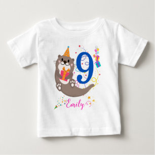 Otter Birthday Girl Party Colorful Balloons Theme Baby T-Shirt