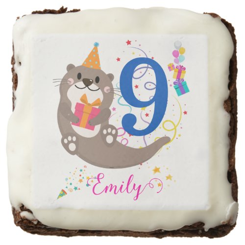 Otter Birthday Girl Party Colorful Balloons Theme  Brownie