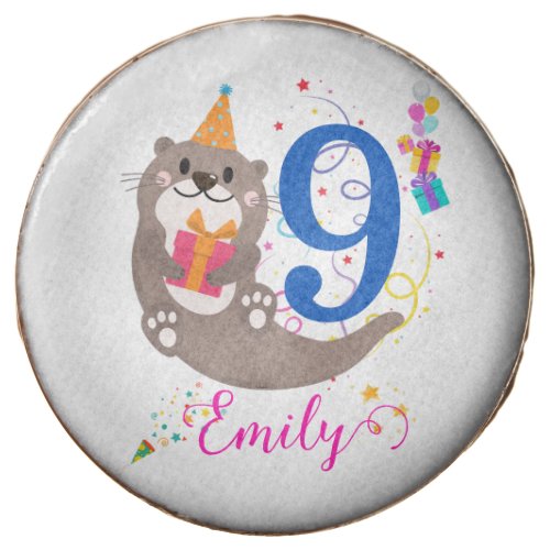 Otter Birthday Girl Party Colorful Balloons Theme  Chocolate Covered Oreo