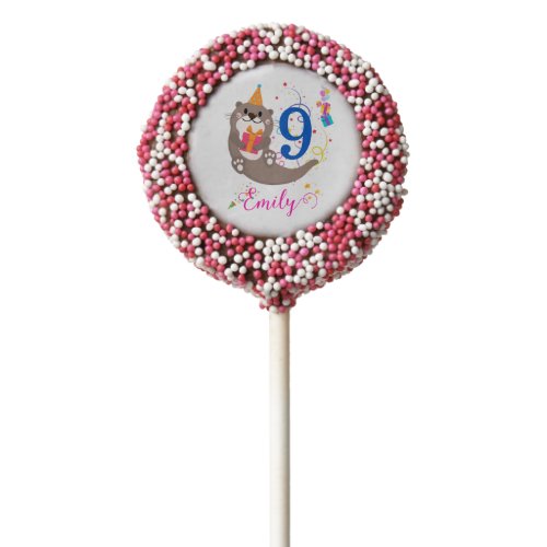 Otter Birthday Girl Party Colorful Balloons Theme  Chocolate Covered Oreo Pop