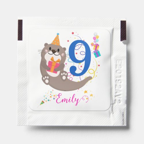 Otter Birthday Girl Party Colorful Balloons Theme  Hand Sanitizer Packet