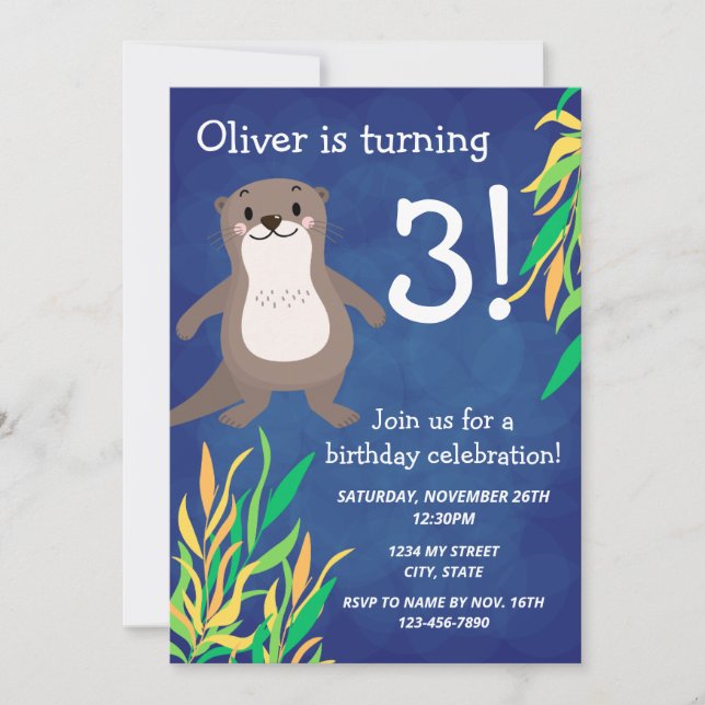 Otter Birthday Invitation (Front)