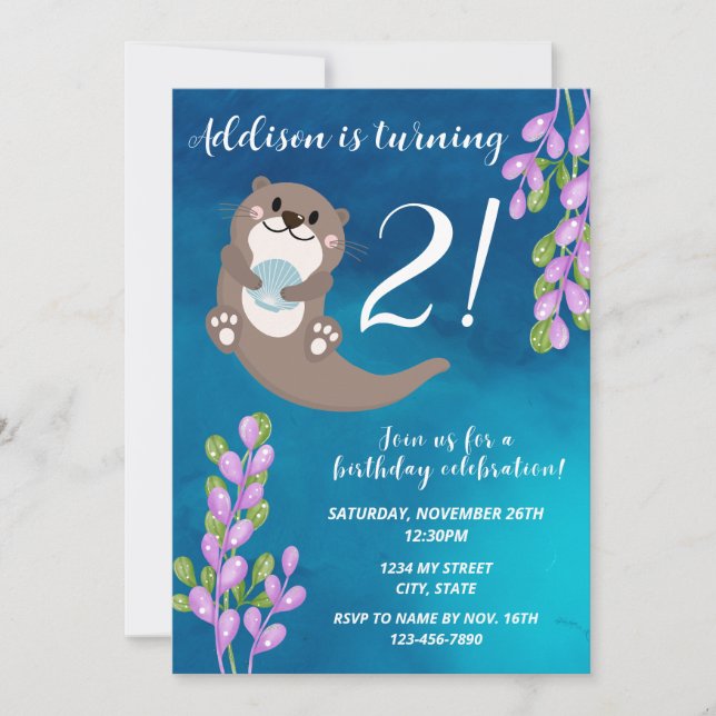Otter Birthday Invitation (Front)