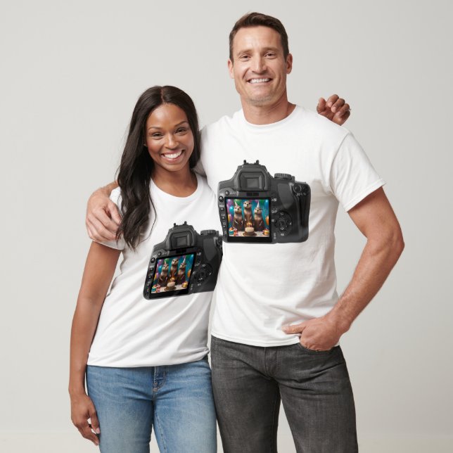 Otter Birthday Party In Viewfinder In Camera, T-Shirt (Unisex)