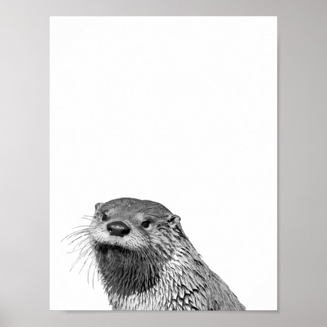 Otter Black White  Cabin Nursery Photo Poster (Front)