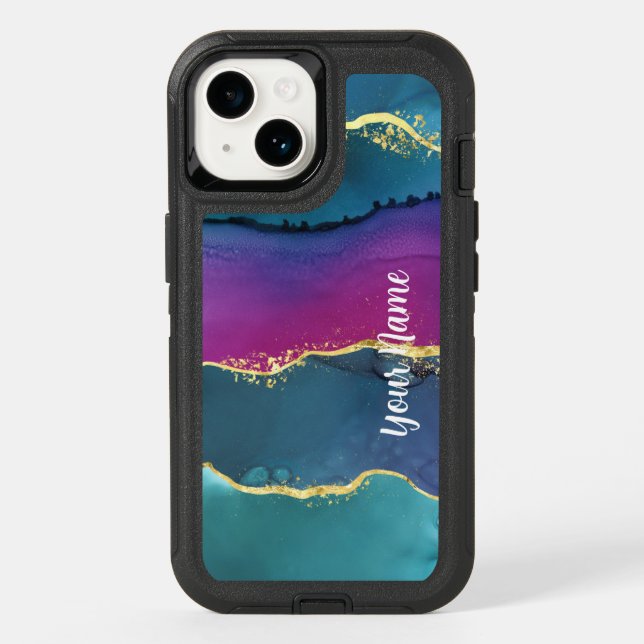 otter box marble gold blue purple phone case (Back)