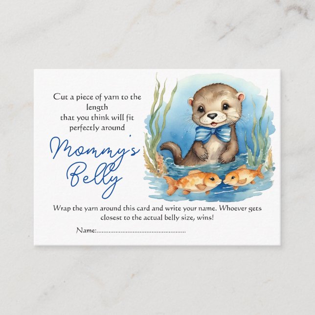 Otter Boy Baby Bump Game Guess Mom's Belly Size Enclosure Card (Front)