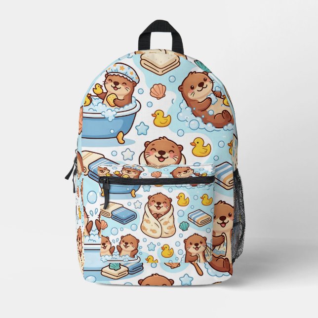 Otter Bubble Bath Backpack – Cute Cozy Pattern (Front)