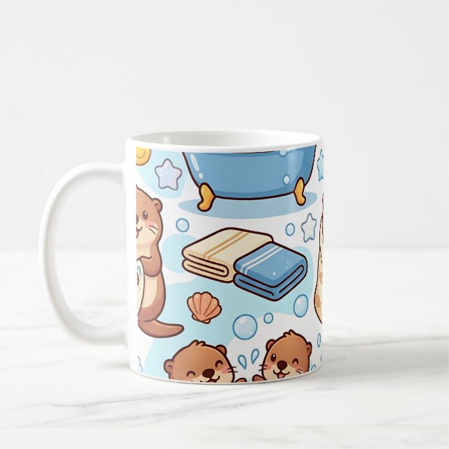 Otter Bubble Bath Mug – Cute Cozy Pattern (Left)