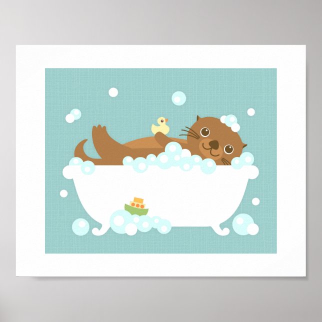 Otter Bubble Bath Poster Print (Front)