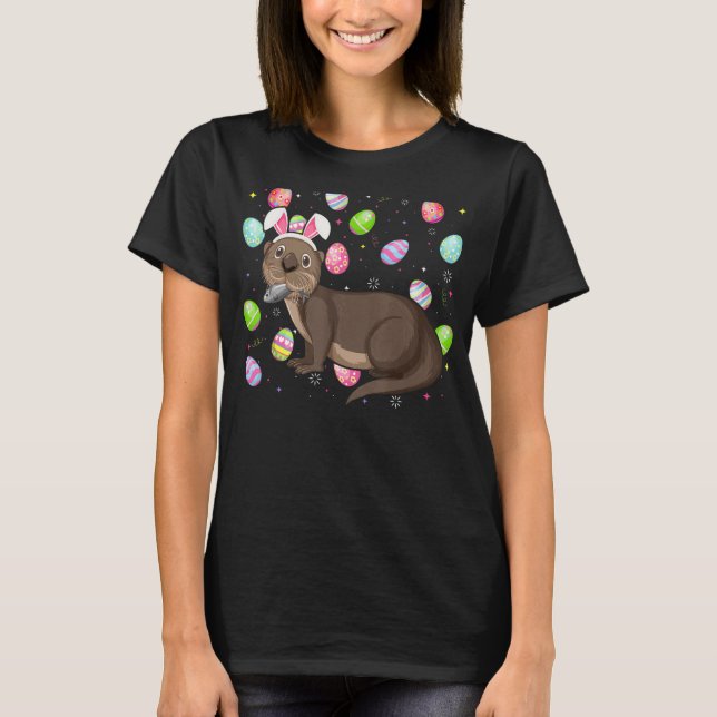 Otter Bunny Easter Egg   Funny Sea Otter Easter Su T-Shirt (Front)