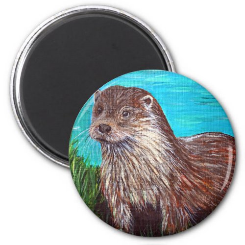 Otter by a River Painting Magnet