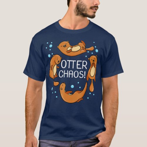 Otter Chaos For Kids Cute Sleeping Pajama  T_Shirt