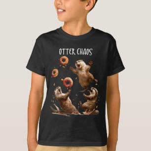 Otter Chaos Funny Bagel Fighting Sea Otters Pun An T-Shirt