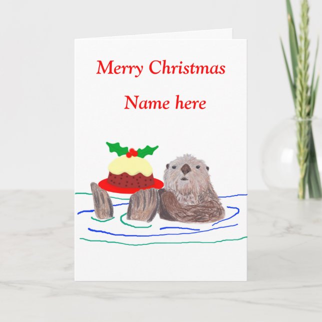 Otter Christmas Holiday Card (Front)