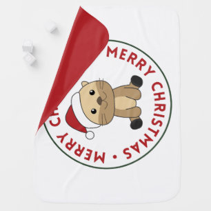Otter Christmas Snow Winter Animals Otter Baby Bla Blanket