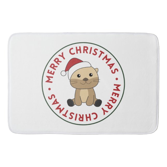 Otter Christmas Snow Winter Animals Otter Bath Mat (Front)