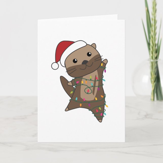 Otter Christmas Snow Winter Animals Otter Card (Front)