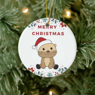 Otter Christmas Snow Winter Animals Otter Ceramic  Ornament