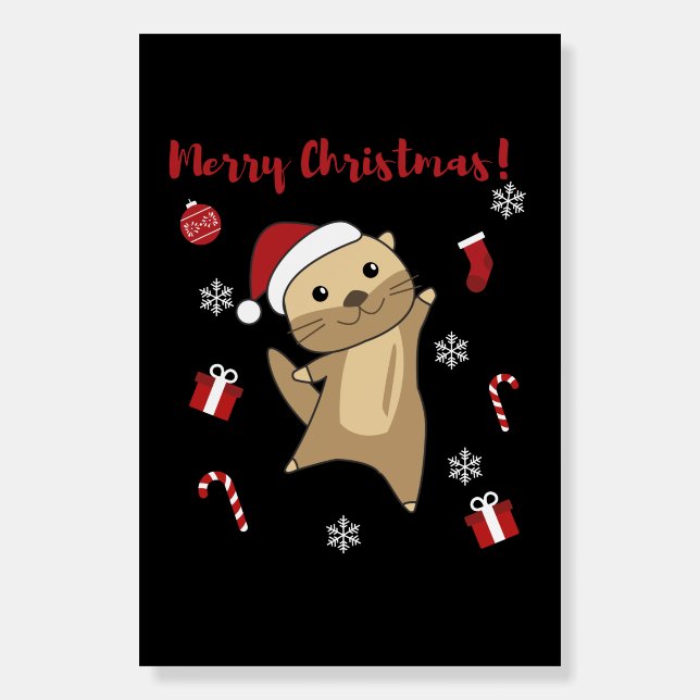 Otter Christmas Snow Winter Animals Otter Foam Board (Front)