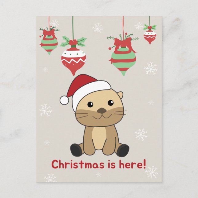 Otter Christmas Snow Winter Animals Otter Holiday  (Front)