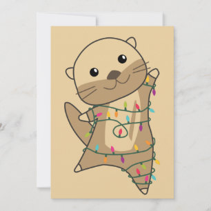 Otter Christmas Snow Winter Animals Otter Holiday Card