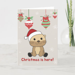 Otter Christmas Snow Winter Animals Otter Holiday Card