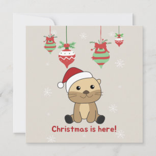 Otter Christmas Snow Winter Animals Otter Invitati Invitation