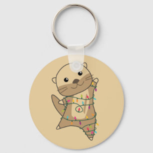 Otter Christmas Snow Winter Animals Otter Keychain