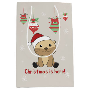 Otter Christmas Snow Winter Animals Otter Medium G Gift Bag