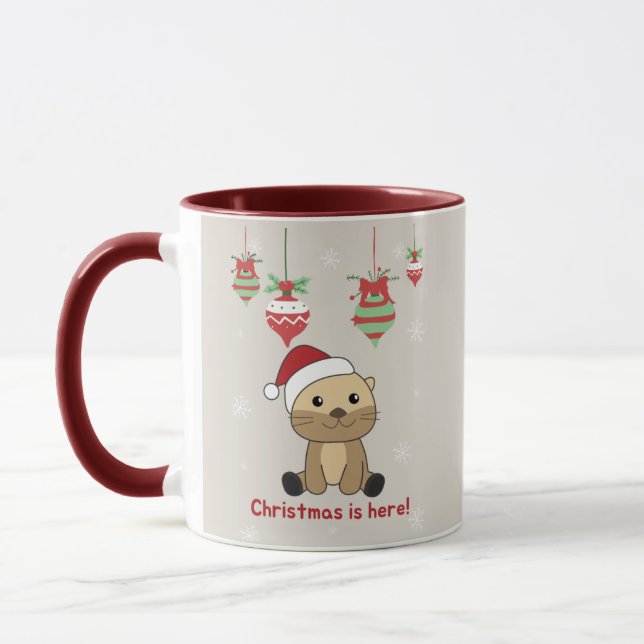 Otter Christmas Snow Winter Animals Otter Mug (Left)