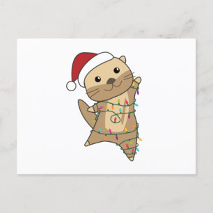 Otter Christmas Snow Winter Animals Otter Postcard