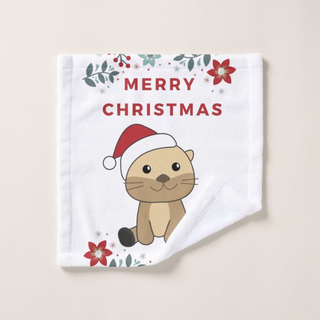 Otter Christmas Snow Winter Animals Otter Wash Cloth (Wash Cloth)