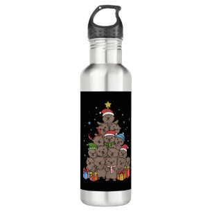 Otter Christmas Tree Funny Christmas Gift Stainless Steel Water Bottle