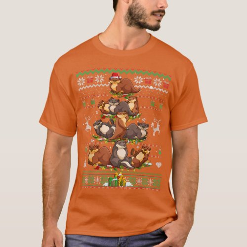 Otter Christmas Tree Lights Ugly Sweater Otters Or