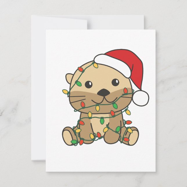 Otter Christmas Winter Animals Holiday Otters Card (Front)