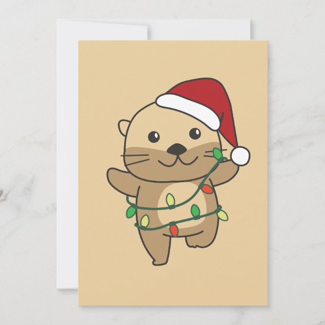 Otter Christmas Winter Animals Holiday Otters Card (Front)