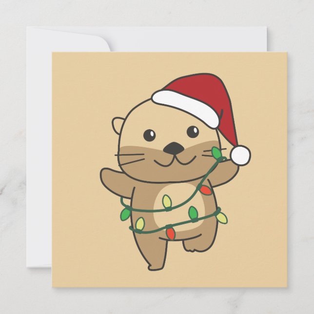 Otter Christmas Winter Animals Holiday Otters Card (Front)